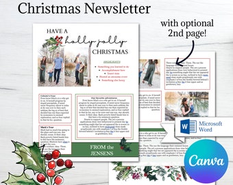 Family Christmas Newsletter Template / Year in Review Newsletter with Photos/ Editable Christmas Card  / Family Newsletter