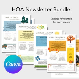 Lot de newsletters HOA/ Newsletter du quartier/ Modèle de newsletter modifiable/ Newsletter Canva/ Newsletter de la maison/ Association des propriétaires