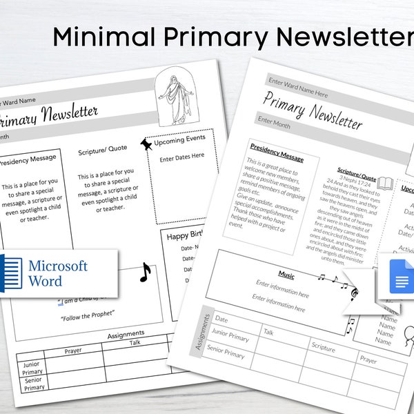 Primary Newsletter Template / Editable Newsletter Template/ Church Newsletter/ Childrens Newsletter/ Primary Presidency