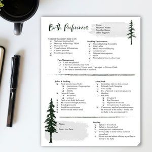 Birth Plan Template/ Editable Birth Plan/ Printable/ Custom Birth Plan/ Hospital Birth Plan/ Natural Birth Plan/ Doula
