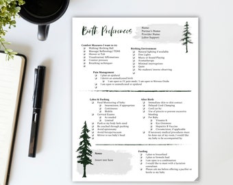 Birth Plan Template/ Editable Birth Plan/ Printable/ Custom Birth Plan/ Hospital Birth Plan/ Natural Birth Plan/ Doula