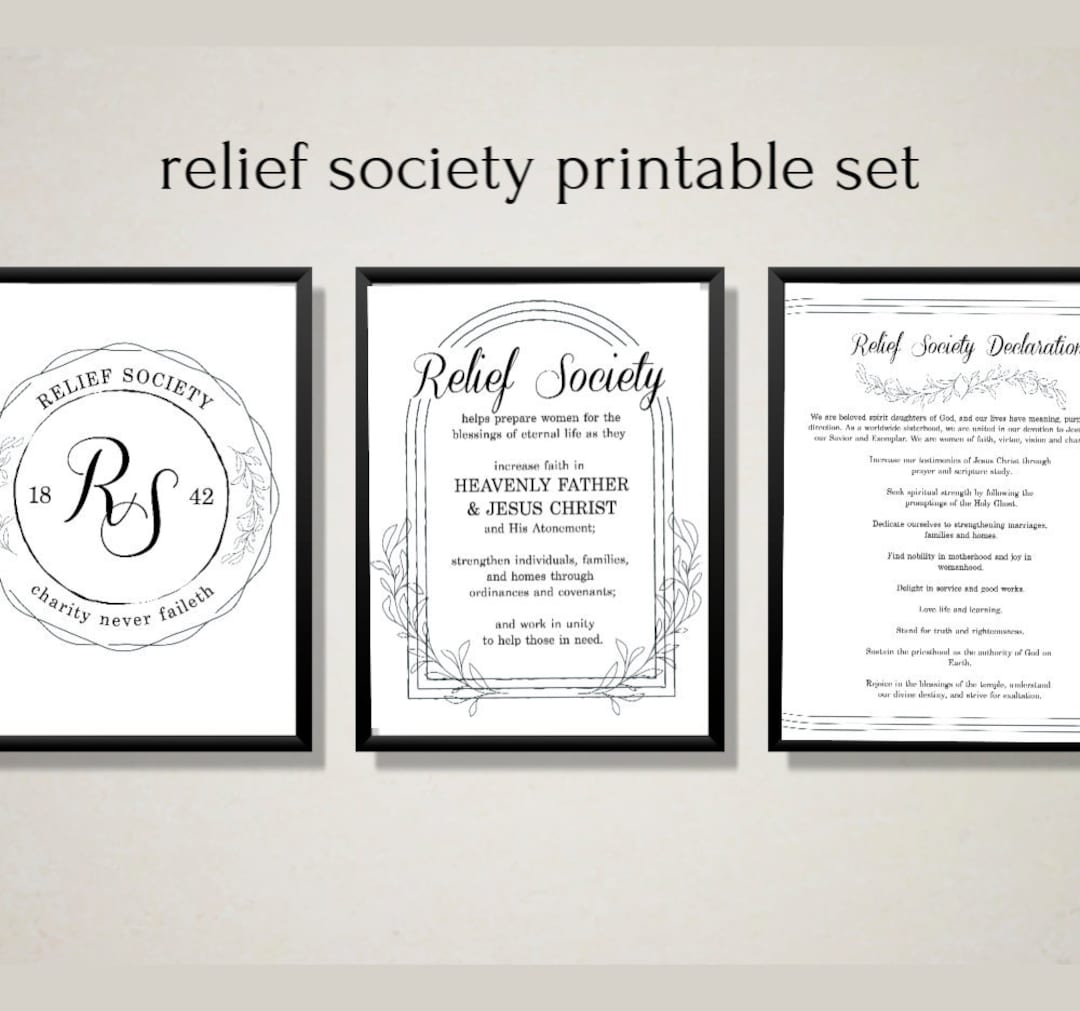 Relief Society Purpose, Motto, Declaration/ Relief Society Printables/ LDS Poster Set/ Relief ...