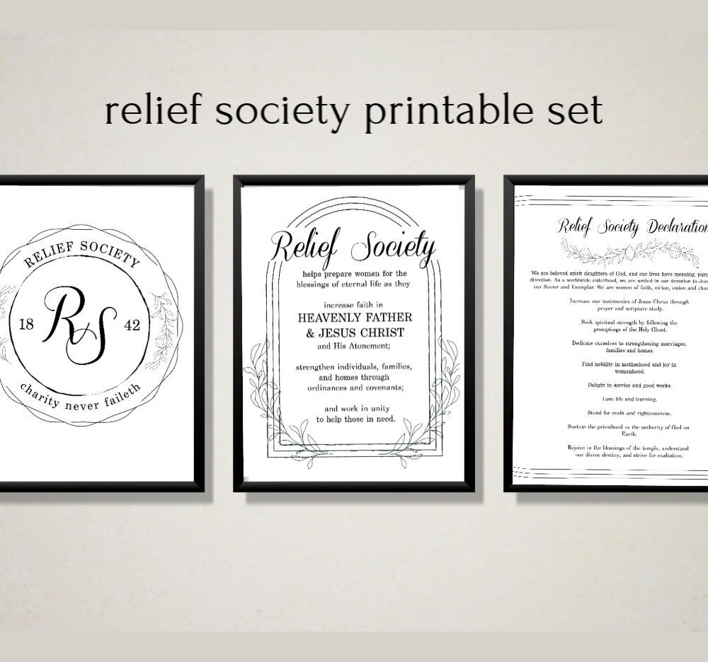 Relief Society Purpose, Motto, Declaration/ Relief Society Printables/ LDS Poster Set/ Relief Society Newsletter/ Templates - Etsy for Free Printable Relief Society Declaration