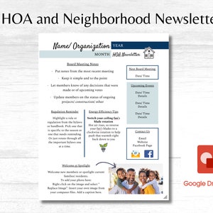 Neighborhood Newsletter for Google Drawing/ Editable HOA Newsletter/ Email Newsletter Template/ Google Newsletter/ Real Estate Newsletter