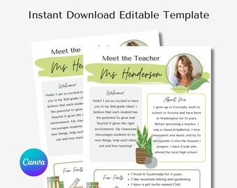 Meet The Teacher Editable Template | Back To School Flyer | Editable Welcome Letter | Teacher Newsletter | Boho Classroom | Canva