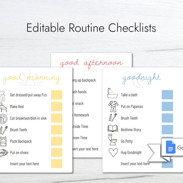 Kids Routine Checklist | Kids Chore Chart | Routine Chart | Visual Picture Checklist | Morning Afternoon Bedtime Routine |Toddler Routine