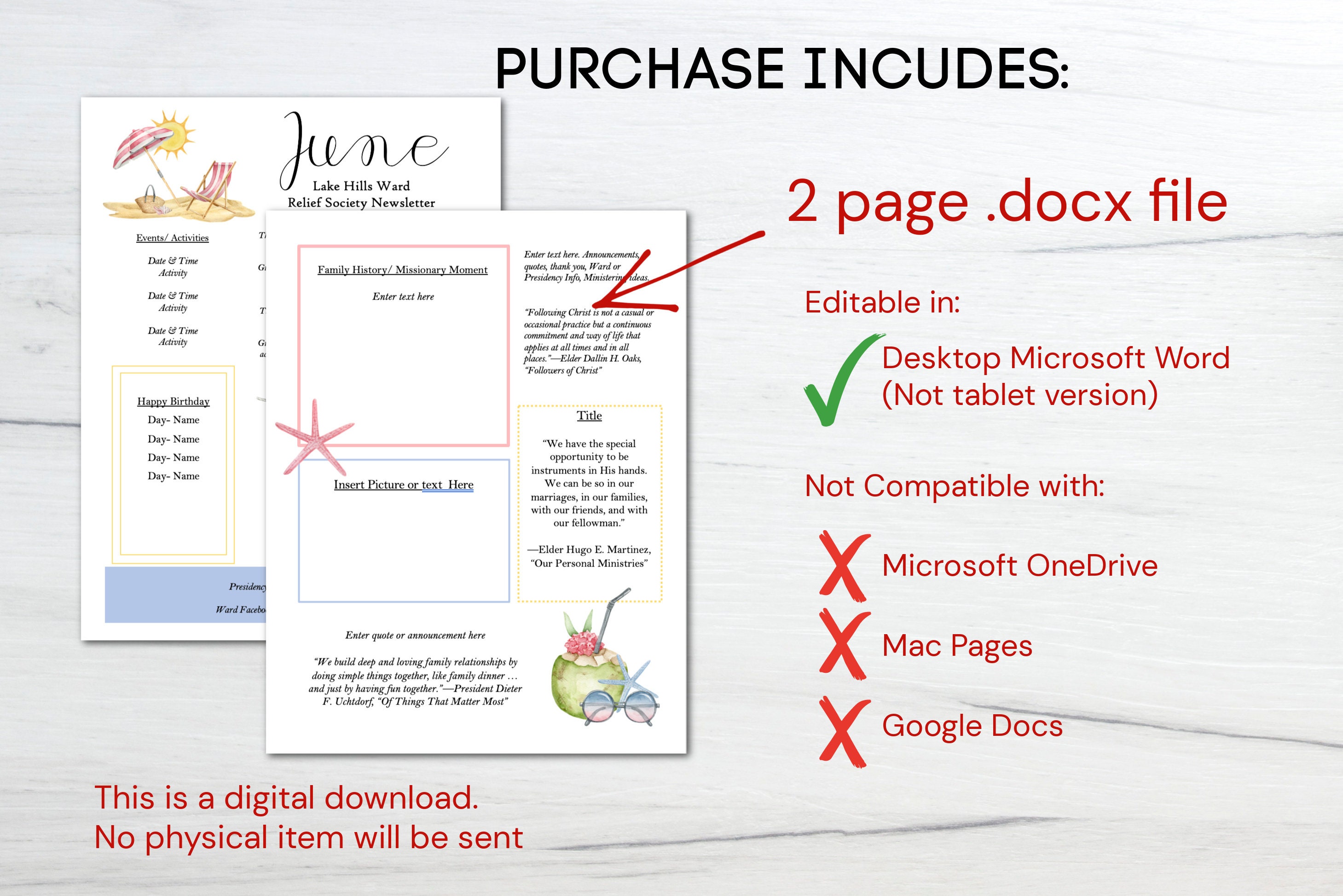 Editable june newsletter template ms word newsletter template