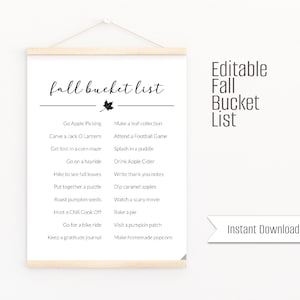 Editable Fall Bucket List Poster/ Printable Bucket List/ Autumn Printable/ Fall Check List/ Countdown/ Calendar/ Fall Print/ Minimal