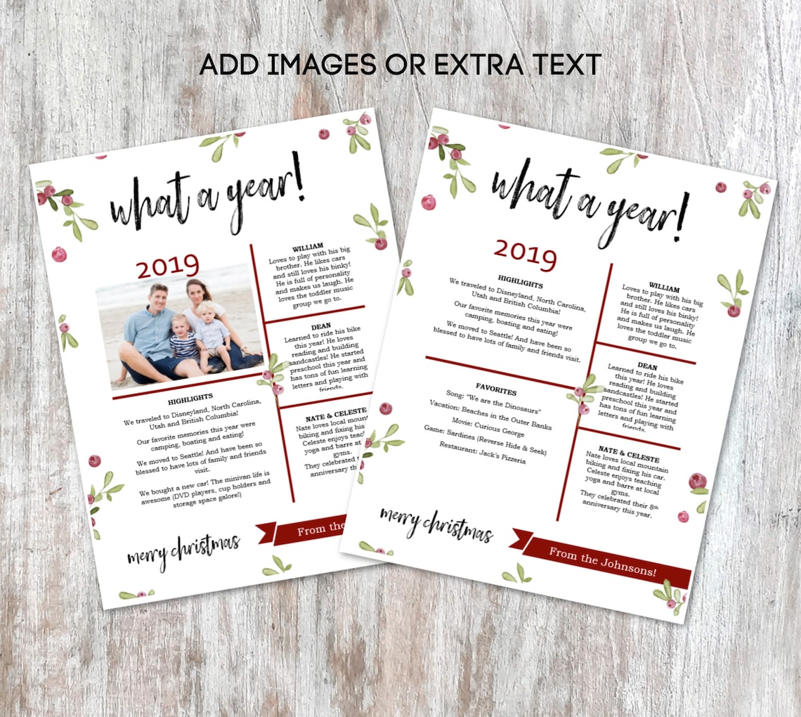 Year in Review Christmas Card/ Year in Review Newsletter Etsy