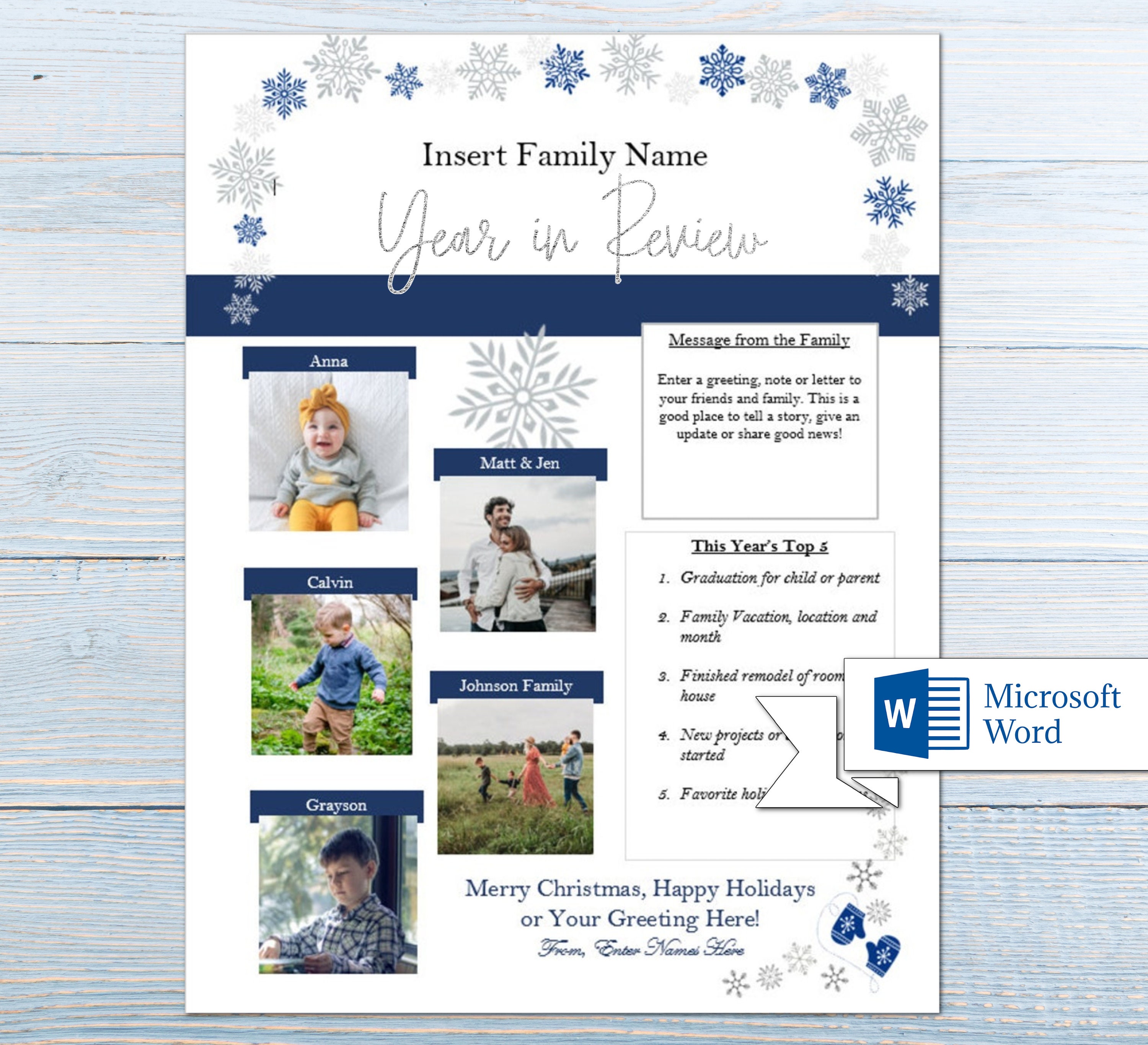 Year in Review Template/ Year in Review Christmas Card/ Editable Newsletter Template/ Edit in