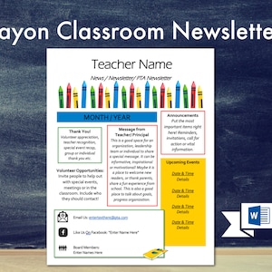 Classroom Newsletter Template /Teacher Newsletter | Classroom News/  Back to School Newsletter/ Printable/ PTA/ PTO/ Preschool