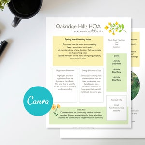 HOA Newsletter/ Neighborhood Newsletter/ Editable Newsletter Template/ Canva Newsletter/ Home Newsletter/ Home Owners Association