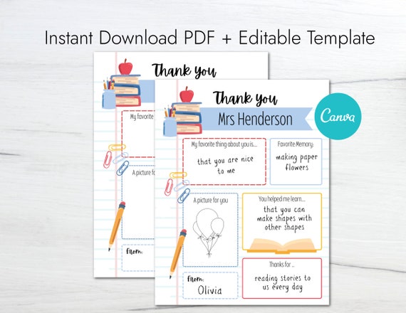 Teacher Appreciation Letter | Appreciation Week Gift| All about teacher printable |DIY Canva | Thank you letter for teacher | Class Gift