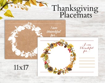 Thanksgiving Printable Placemat/ I am thankful for/ Coloring Page Placemat/ Thankful Printable/ Instant Download Placemat/Thanksgiving Table