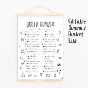 Kids Summer Bucket List / Printable Summer Bucket List | Editable Summer Bucket List/ Summer Check List/ Countdown/ Calendar/ Summer of Fun