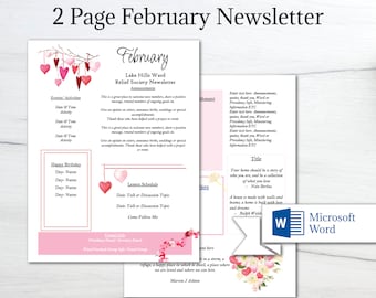 Editable February Newsletter Template/ MS Word Newsletter Template/ Business Newsletter/ HOA Newsletter/ Newsletter Word/ School Newsletter