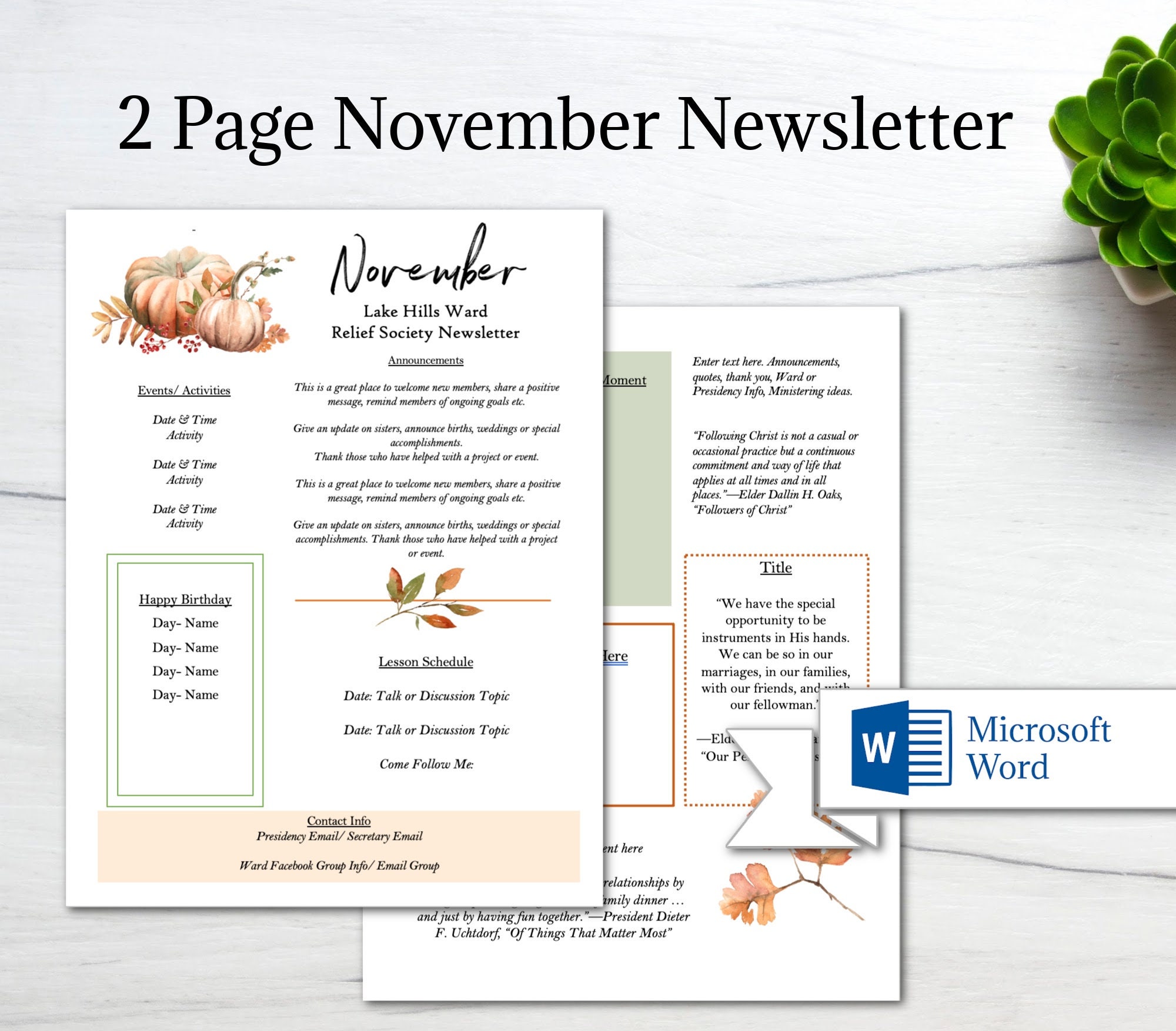 Editable November Newsletter Template/ MS Word Newsletter Template Editable November Newsletter Template/ MS Word Newsletter Template