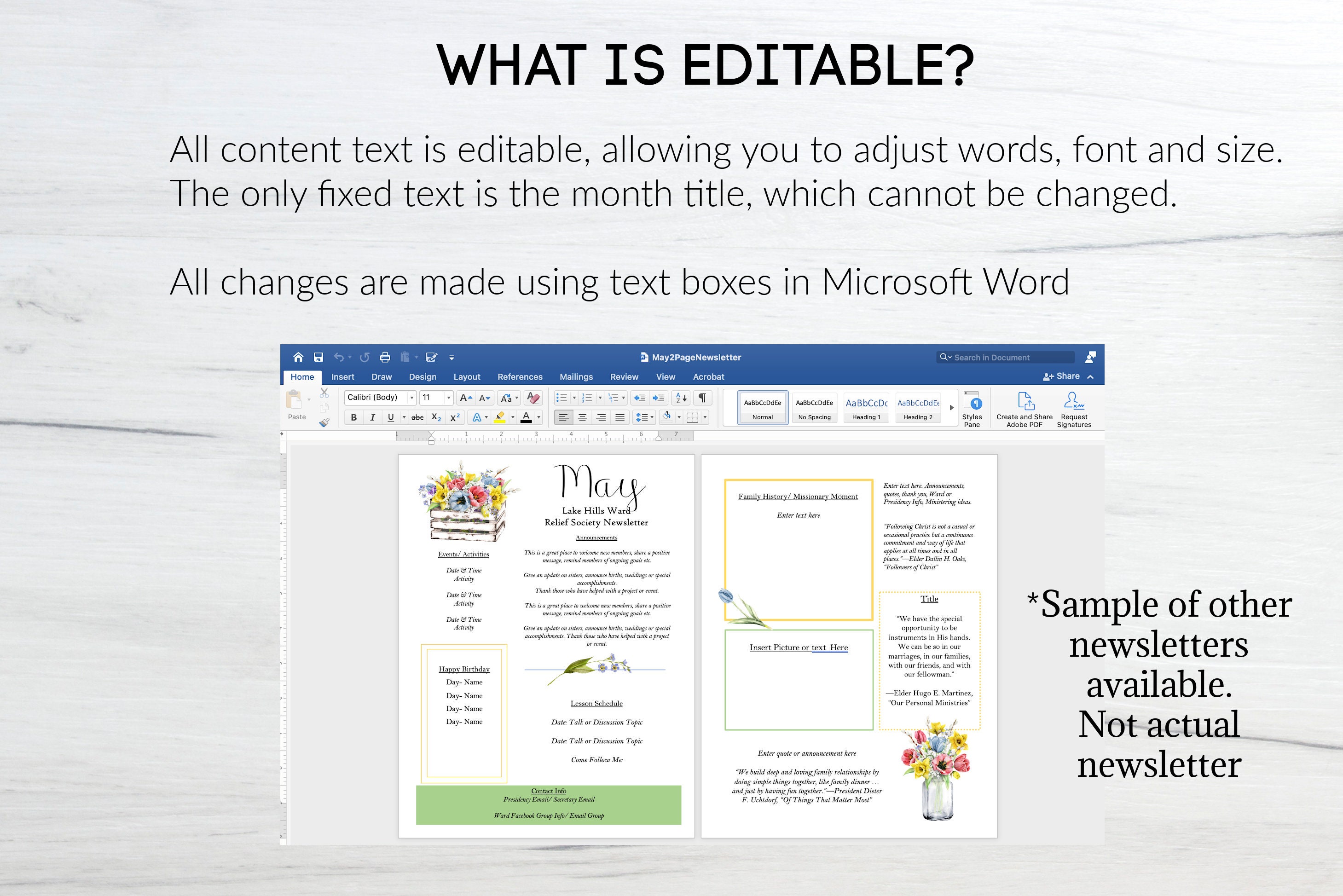 Editable june newsletter template ms word newsletter template
