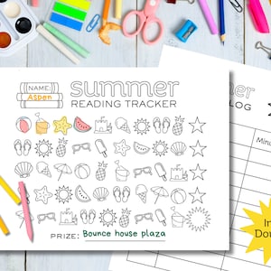 Registro delle letture estive / Tabella delle letture estive per bambini / Registro delle letture estive / Registro delle letture estive stampabile / Sfida di lettura / Registro dei libri