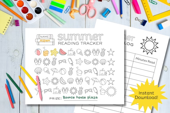 Summer Reading Tracker | Summer Reading Chart for Kids | Summer Reading Log | Printable Summer Reading Log |  Reading Challenge | Book Log