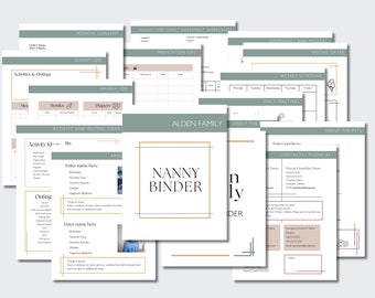 Carpeta de niñera editable/ Notas de niñera/ Contrato de niñera/ Acuerdo de niñera/ Planificador de niñera /Plantilla/ Descarga instantánea/Imprimible/ Editar en Canva