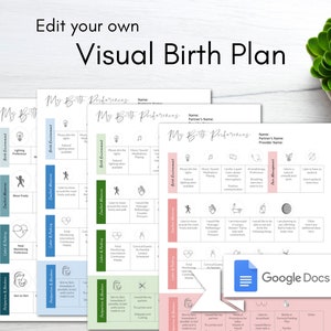Preferencias de parto visuales/ Plantilla de plan de parto/ Plan de parto editable/ Plan de parto personalizado/ Plan de parto hospitalario/ Plan de parto natural/ Doula