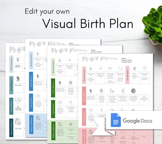 Visual Birth Preferences/ Birth Plan Template/ Editable Birth Plan/ Custom Birth Plan/ Hospital Birth Plan/ Natural Birth Plan/ Doula
