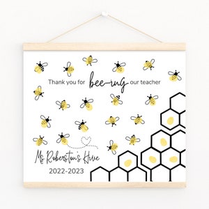 Teacher Appreciation Gift from Class | Fingerprint Teacher Gift | End of Year Teacher Present | Bee Thank you | Personalized Gift | Canva