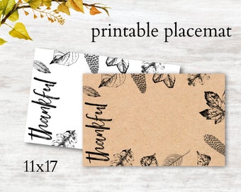 Thanksgiving Printable Placemat/ Coloring Page Placemat/ Thankful Printable/ Instant Download Placemat/ Thanksgiving Table Decor