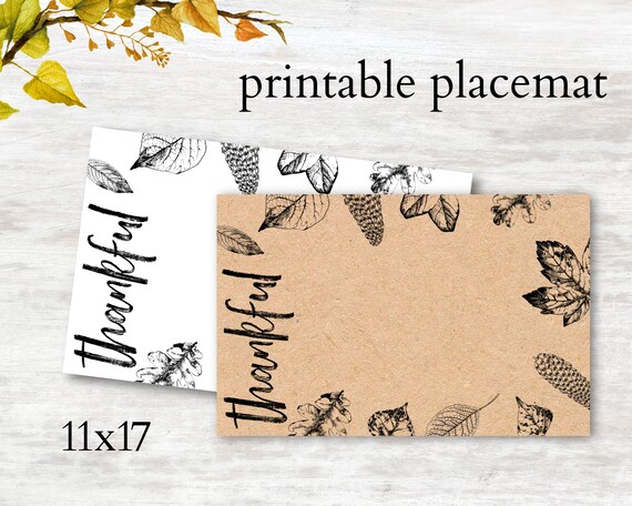 Thanksgiving Printable Placemat/ Coloring Page Placemat/ Thankful Printable/ Instant Download Placemat/ Thanksgiving Table Decor