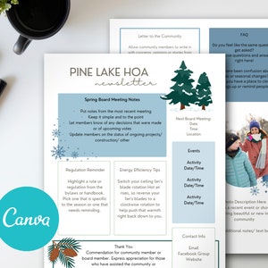 HOA Newsletter Winter/ Neighborhood Newsletter/ Editable Newsletter Template/ Canva Newsletter/ Home Newsletter/ Home Owners Association