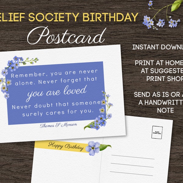 Relief Society Birthday Cards/ Birthday Postcard/  LDS Postcard/ Relief Society Presidency Card/ LDS Birthday Postcard/ Ministering Postcard