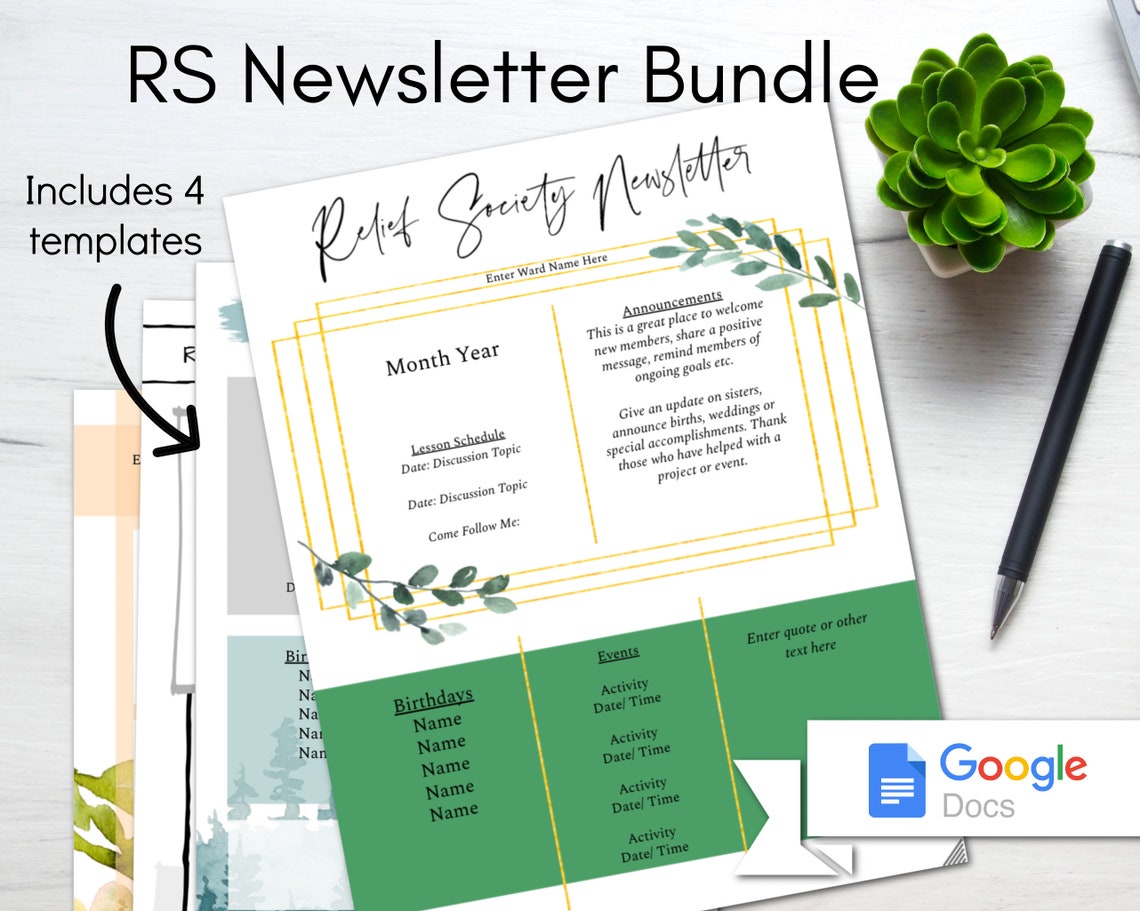 Editable Relief Society Newsletter Template/ Edit in Google Etsy Editable Relief Society Newsletter Template/ Edit in Google Etsy