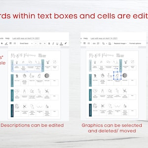 May include: A digital worksheet with the title "My Birth Preferences" in a blue box. The worksheet is divided into sections with icons and text. The text in the boxes and cells is editable, but the title is not. The worksheet is designed to help people identify their birth preferences.