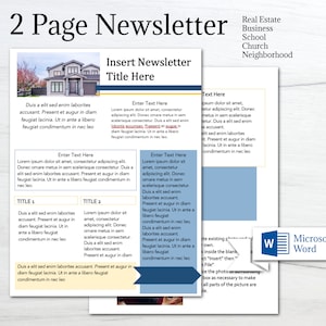 Editable Newsletter Template/ MS Word Newsletter Template/ Business Newsletter/ Newsletter Design/ HOA/ School Newsletter