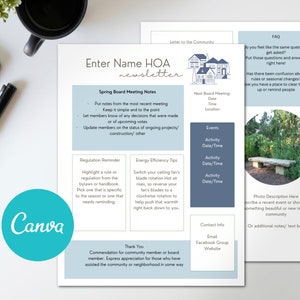 Newsletter HOA/ Newsletter du quartier/ Modèle de newsletter modifiable/ Newsletter Canva/ Newsletter des maisons/ Association des propriétaires