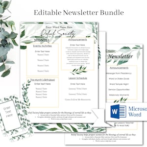 Editable Relief Society Newsletter/ LDS Newsletter Template/ Young Women&#39;s Newsletter / 2021 Newsletter/ Edit in Word