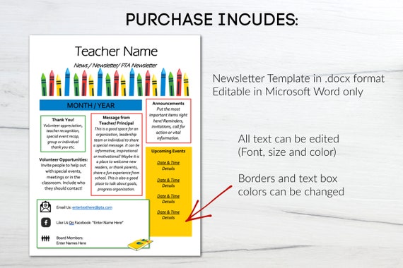 School Newsletter Template Editable Classroom News Back To Etsy Uk School Newsletter Template Editable Classroom News Back To Etsy Uk
