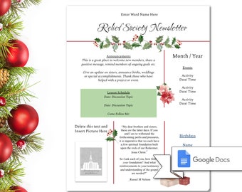 Editable Relief Society Newsletter for Christmas/ December Newsletter/ LDS Newsletter Template/ Young Women&#39;s Newsletter / Edit in Google