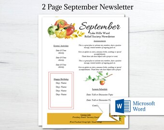 Plantilla de boletín de septiembre editable / Plantilla de boletín de Word / Boletín de otoño / Boletín de Word / Boletín de aula / Ven y sígueme