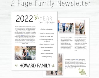 Christmas Newsletter Template / Year in Review Newsletter/ Editable Christmas Card / Family Christmas Newsletter / Family Newsletter