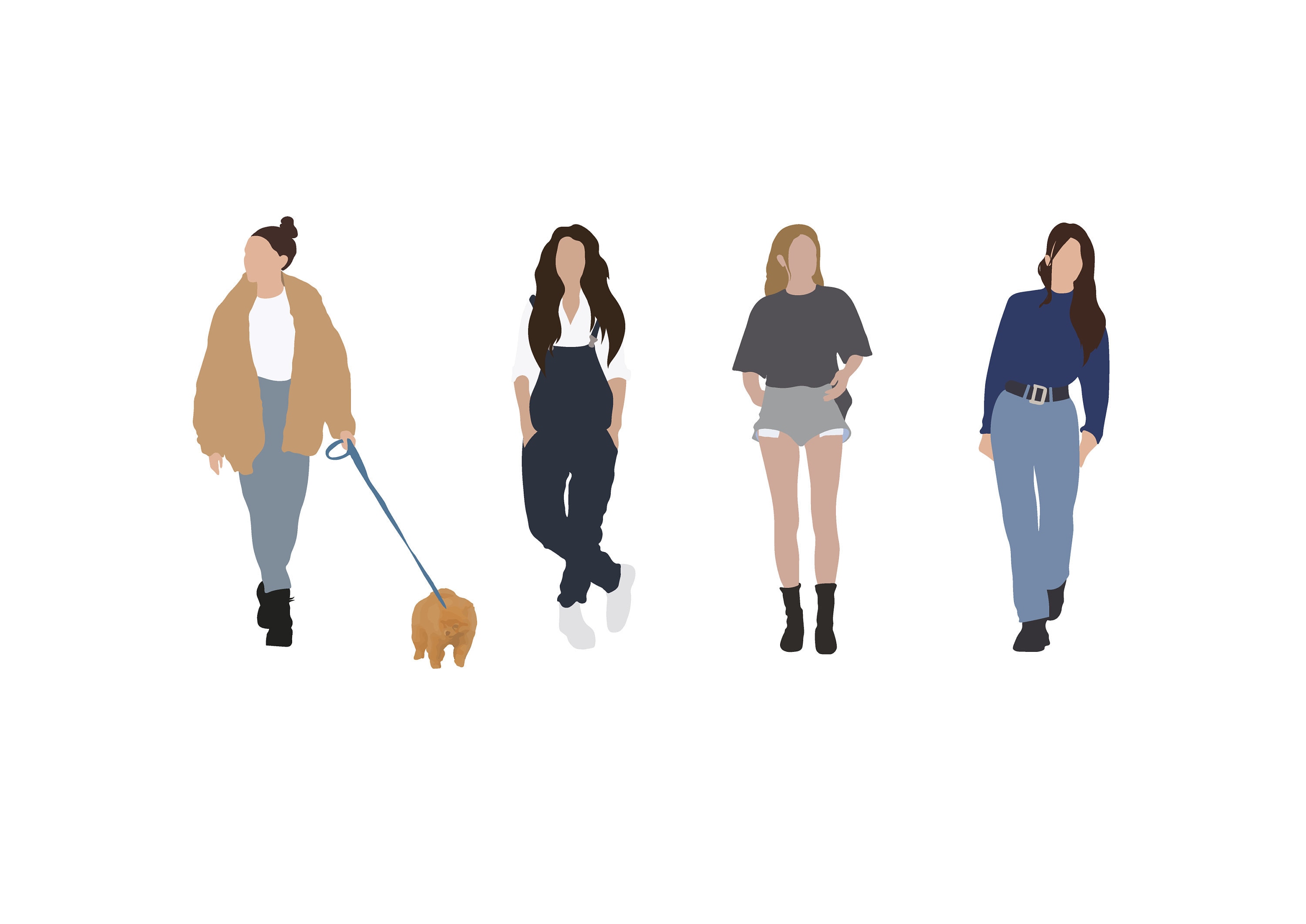 Flat Vector People Illustration 4 People Pack Etsy