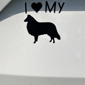 Adesivo "Amo il mio Collie"/ Con cuore/ Adesivo in vinile/ Computer portatile/ Auto/ Bottiglia d'acqua/ Adesivo in vinile/ Regalo per gli amanti del Collie/ Regalo per genitori di Collie/