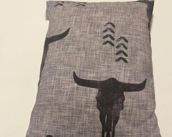 Coussin chauffant micro-ondable en forme de crâne de vache, décoration rustique western, thérapie chaud-froid