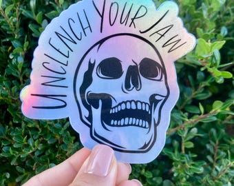 Unclench Your Jaw Yoga Skull Water Bottle Sticker