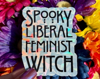 Spooky Liberal Feminist Witch Handmade Sticker