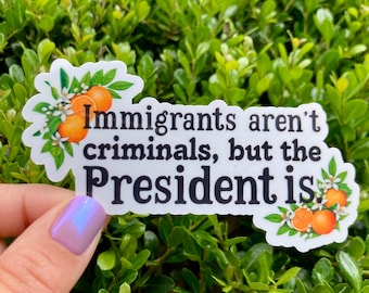 Immigrants Aren’t Criminals Sticker, Anti Trump Decal , Liberal Political Protest, Funny Political Gift