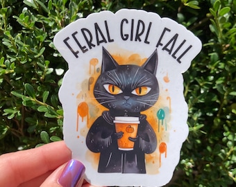 Feral Girl Fall Waterproof Halloween Sticker