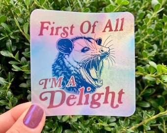 First of All I’m a Delight Holographic Opossum Handmade Sticker