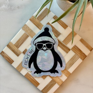 Funny Penguin Sticker – Sunglasses, Hat, Sarcastic Humor Vinyl Decal image 1